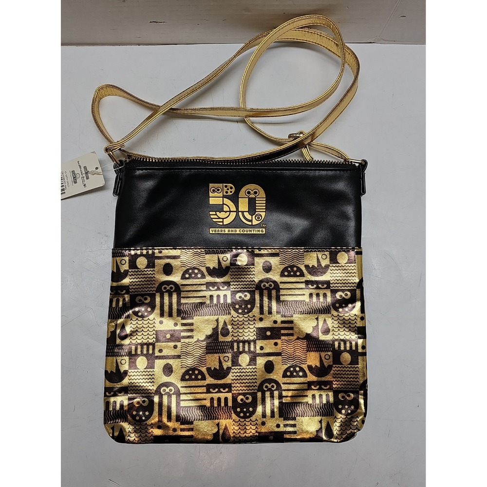 Sesame Street 50th Black and Gold Crossbody Bag Purse NEW Sea World Busch Garden